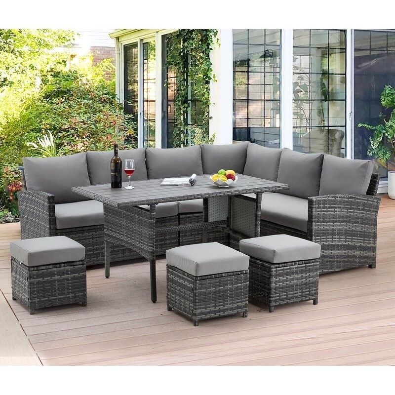 AJUNION 9 Piece Wicker Outdoor Meubels Rattan Sofa Set Comfortabel PE Wicker Rattan