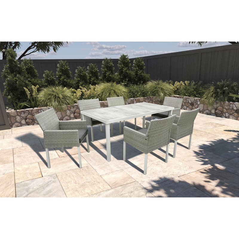 Postverpakking Y 7 stukken Tuinmeubilair Tafel en stoelen Set met PE Wicker Rattan