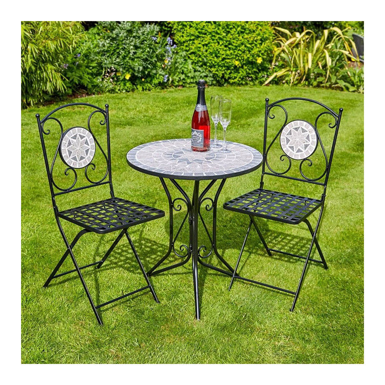 Park opvouwbare metalen tafel en stoel set voor tuin achtertuin antieke mozaïek Bistro Set