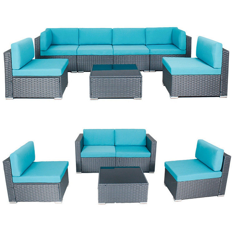 Outdoor Indoor Patio Tuin Balkon zwembad Meubelen Woven Rattan Sectionele Modulaire Set