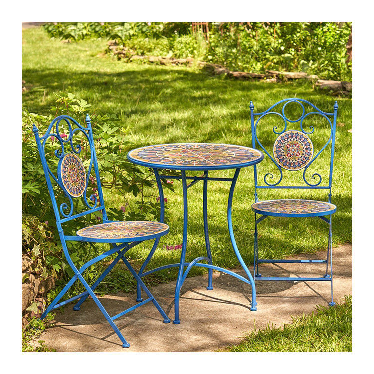 Iron Crafts Mosaïek Bistro Set 3pcs Balkon Set met opvouwbare tafel en stoel door AJUNION