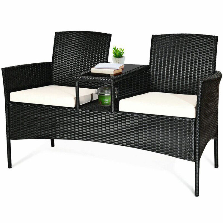 Outdoor Tuin Café Camping Patio Binnenplaats Stoel Party PE Rotan Rieten Loveseat Set