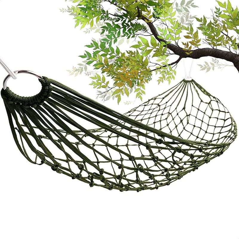 Outdoor Indoor Garden Camping Boerderij Stijl Draagbare Opvouwbare Nylon touw Net Mesh Single Hammock Design
