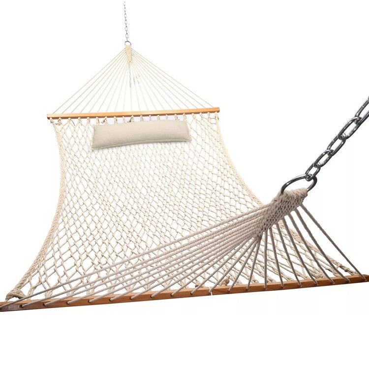 Gezellig draagbaar vouwbaar katoenen touwnet hangmat bed voor buiten binnen tuin kamperen
