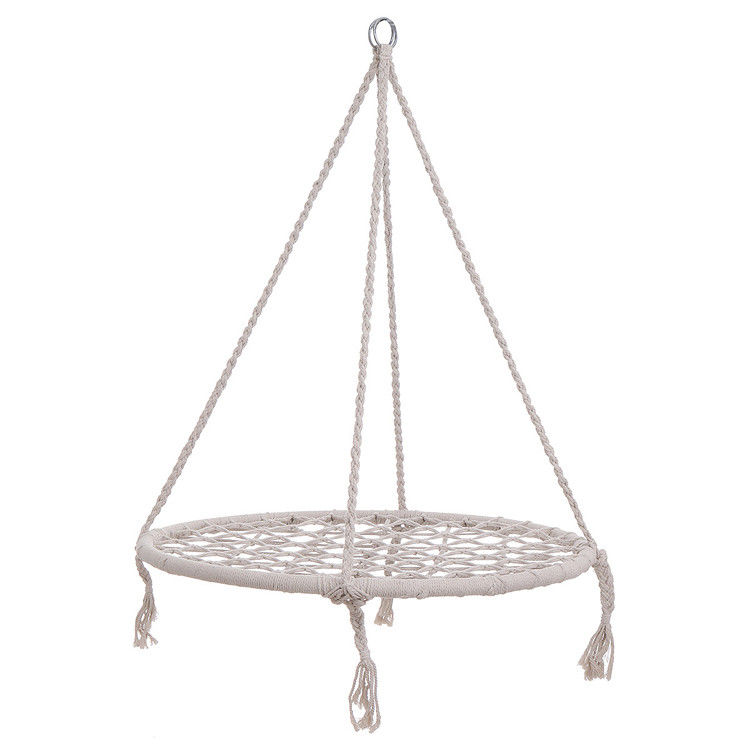 Outdoor Indoor Garden Camping Metal Swing Chair met katoenen touw en opvouwbaar ontwerp
