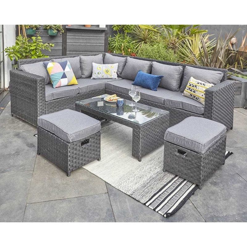 Tuin Set AJUNION 8 zitplaatsen Buitenmeubilair Rattan Hoek Lounge Sofa Set Voor Achtertuin