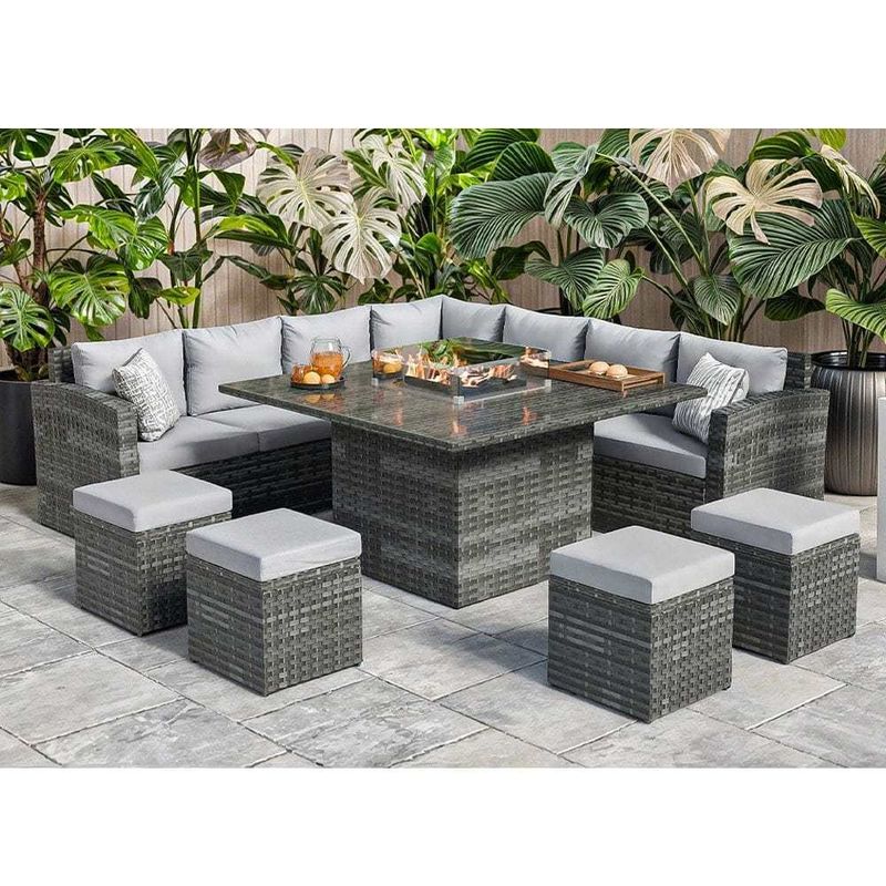 Eettafel Grootte L130xW130xH60cm 11 zitplaatsen Hoekbank Terrasmeubilair Set