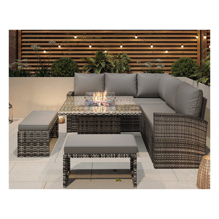 L96xW49xH35cm Bank Grootte Moderne sectioneel hoek Lounge Patio meubels met vuurput