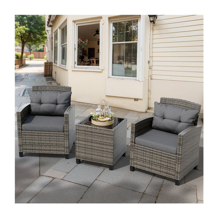 Outdoor Bistro Set Rattan Garden Chair 2 zitplaatsen Patio Set Groep met koffie tafel door AJUNION