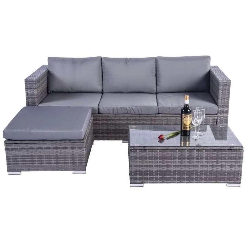 Outdoor tuinmeubilair Wicker Rattan Sofa Set met koffietafel in PE Rattan
