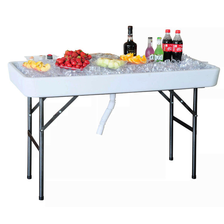 Draagbare opvouwbare tafel voor feest Hotel Camping Square HDPE Plastic Metal Chill Ice Cooler