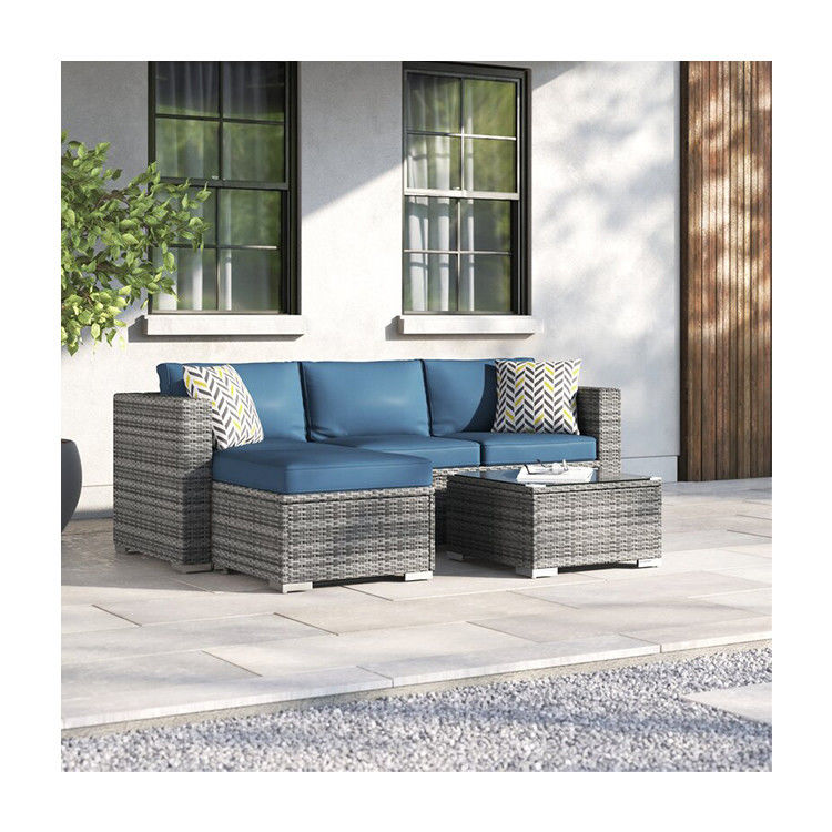 Sofa van rotan sectioneel lounge set 24' H x 78' W x 50.78' D voor ontspanning in de buitenlucht