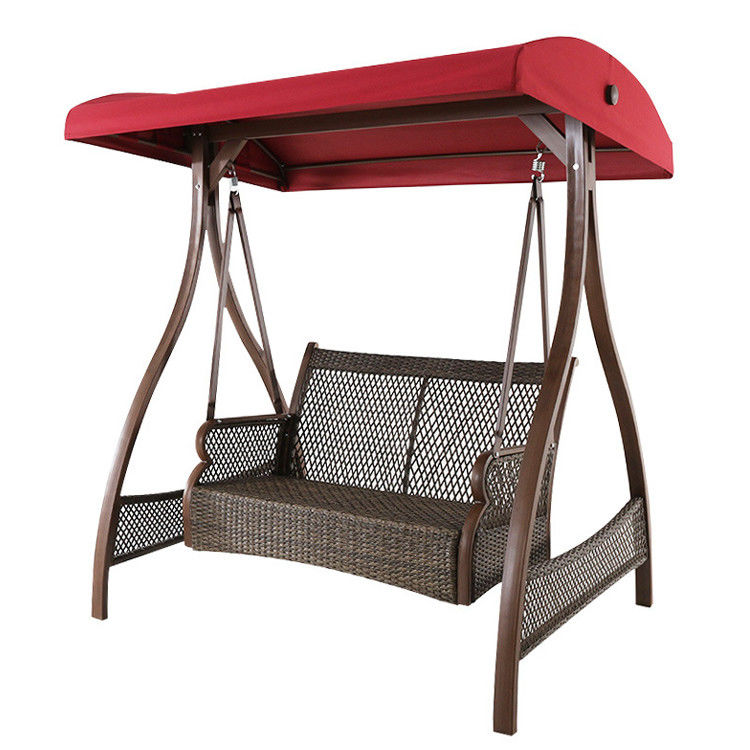 Buitenmeubilair Metalen frame PE Rattan Hangende schommelstoel voor Hof Tuin Strand
