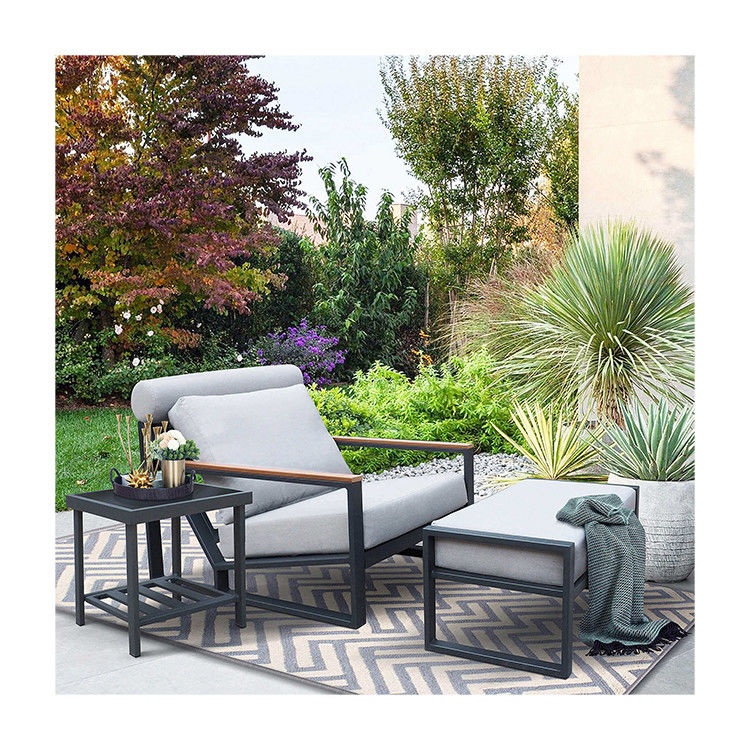 Aluminium frame patio ligstoel en Ottoman voor buiten ontspanning