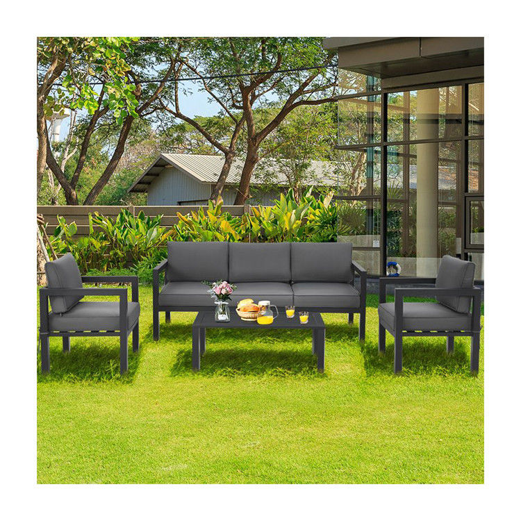 AJUNION 4 Piece Patio Meubels Zittingset Aluminium Buiten voor Modern Design Style