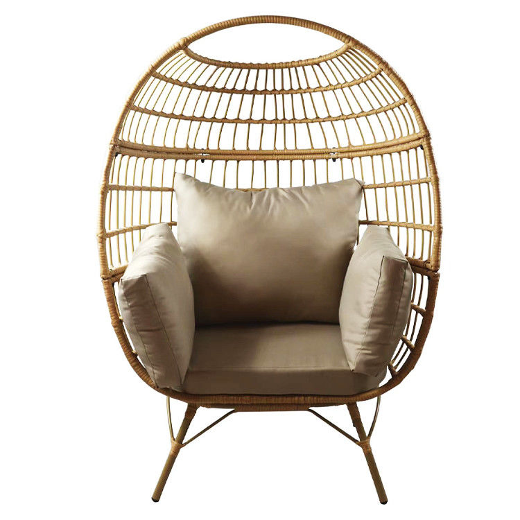 Buitenmeubilair Nordic Patio Eenpersoons Waterdichte Wicker Egg Chair met PE Rattan