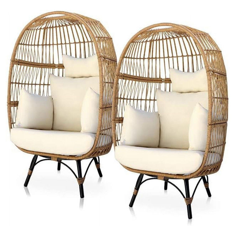 Buitenste ijzeren frame Wicker Rattan Ronde vogelnest Schommelende eier stoel voor binnenplaats tuin