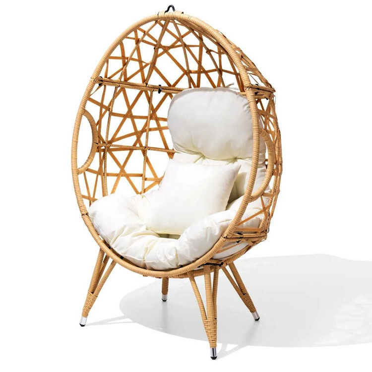 Algemeen Buitenmeubilair Opvouwbaar Ja Ronde Pe Rattan Wicker Egg Sofa Stoel met Kussen