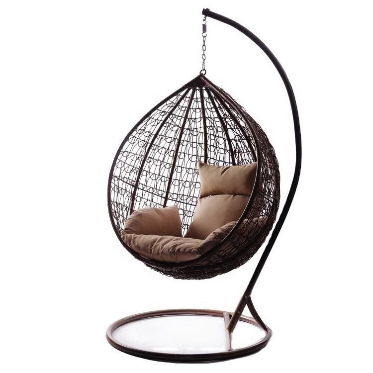 Buitenbalkon Tuin woonkamer Hangende schommelende eier stoel met PE Wicker Rattan Design