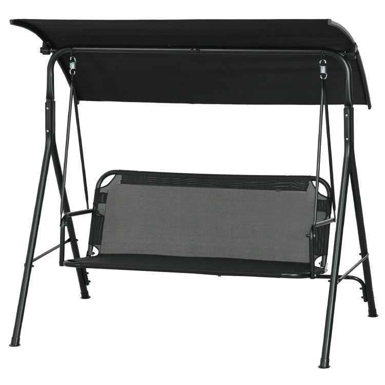 Waterdichte Canopy Outdoor Patio Swing Chair Sets voor 3 personen in moderne boerderij stijl