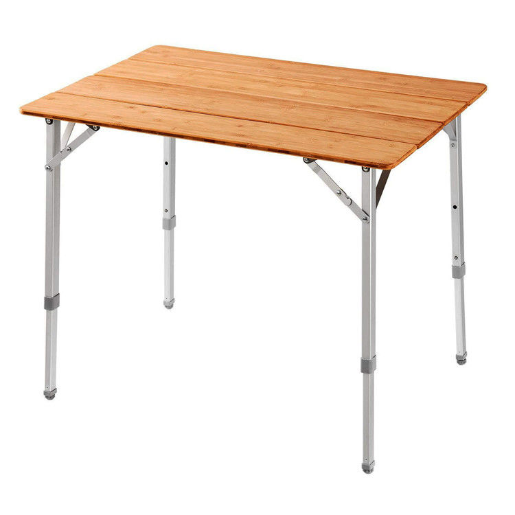 100 x 65 cm tafelplank bamboe houten metaal vouwbare picknick eettafel voor buitenkamperen