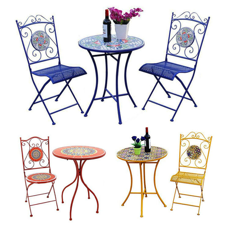 Europese Outdoor Bistro Set voor Balkon Kleine Drie-Piece Tafel En Stoel Tuin
