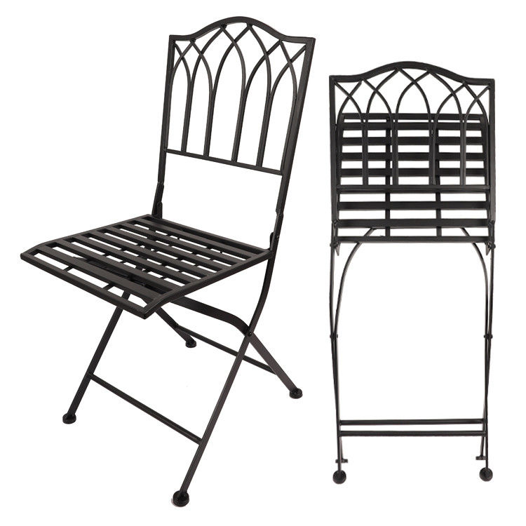 Outdoor Bistro Garden Cafe High Back White Wrouw Iron Metal vouwstoel voor trouwfeest