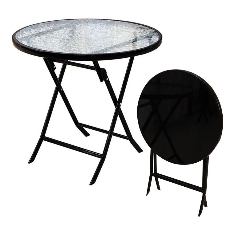 Metalen gehard glas vouwbare koffie eettafel voor buiten camping balkon tuin patio